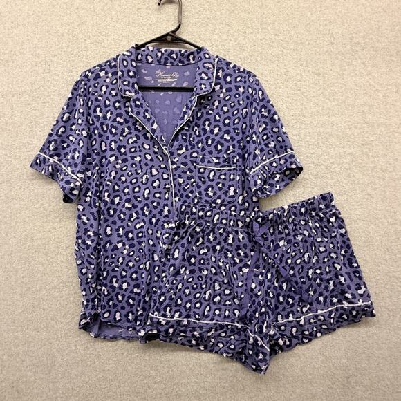 Victoria's Secret Other - Heavenly by Victoria’s Secret Pajama Set Women M Blue Animal Print Top & Shorts
